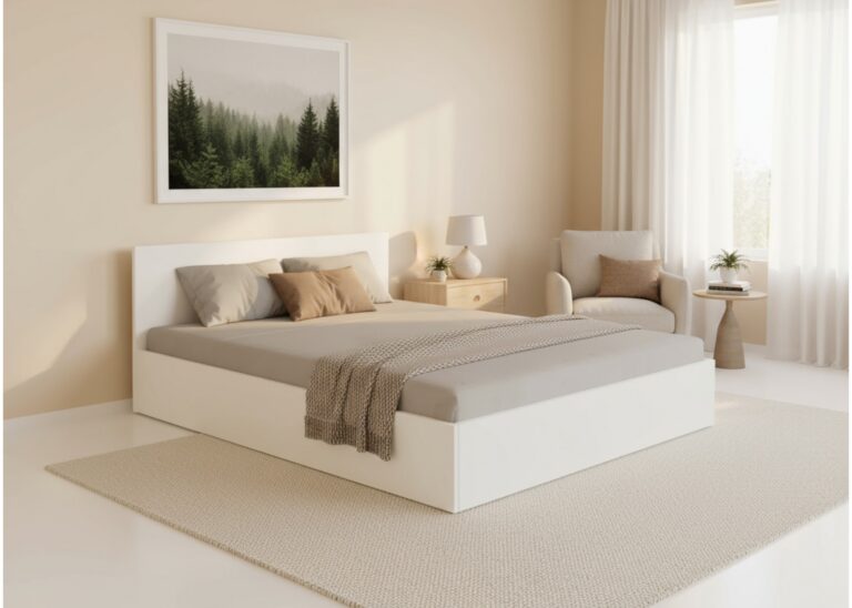 Брачен кревет Бомар бел за душек 140/200