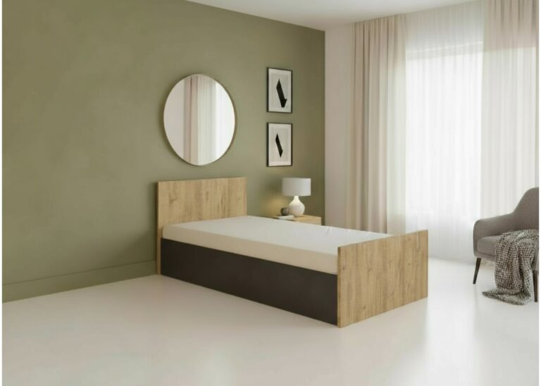 Единечен кревет Кенон антрицит за душек 90/200